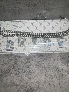 🆕- Rhinestone 'BRIDE' Letter Chain Belt - Silver Sparkle